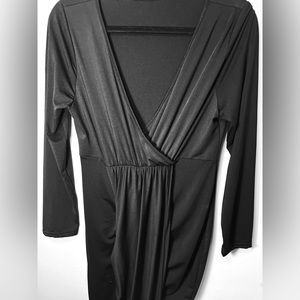 Long Sleeve Asymmetrical Dress with Plunging neckline